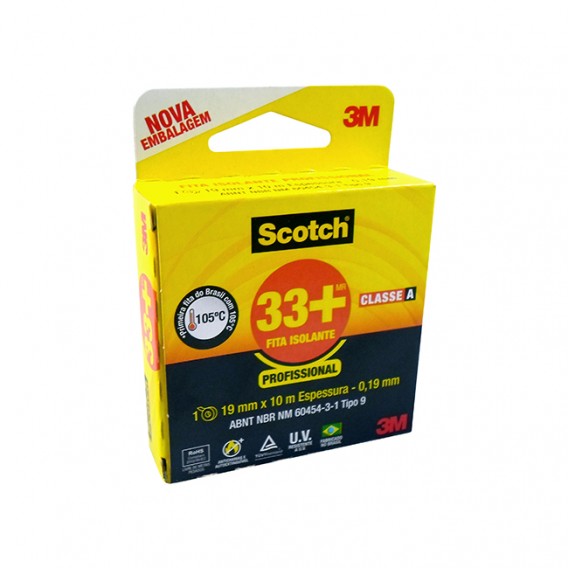 Fita Isolante 10m x 19mm 33+ Profissional 3M - Scotch